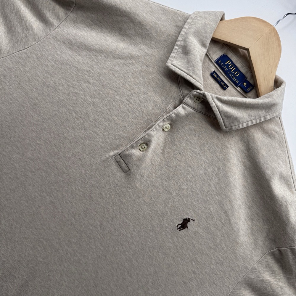 Polo Ralph Lauren Mens Pima Soft Touch Polo Shirt Tan Heather XL Short Sleeve